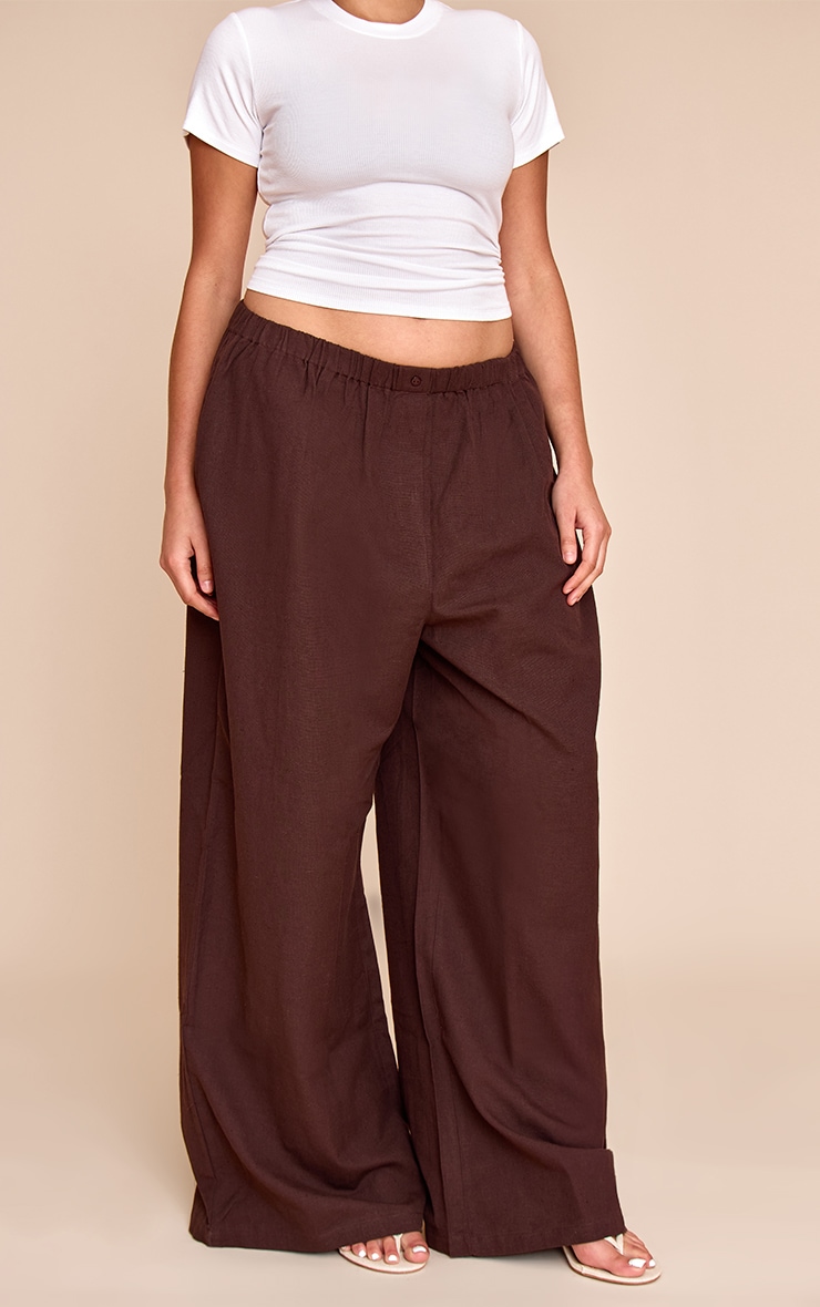 Plus Dark Brown Striped Slouchy Pants image 2