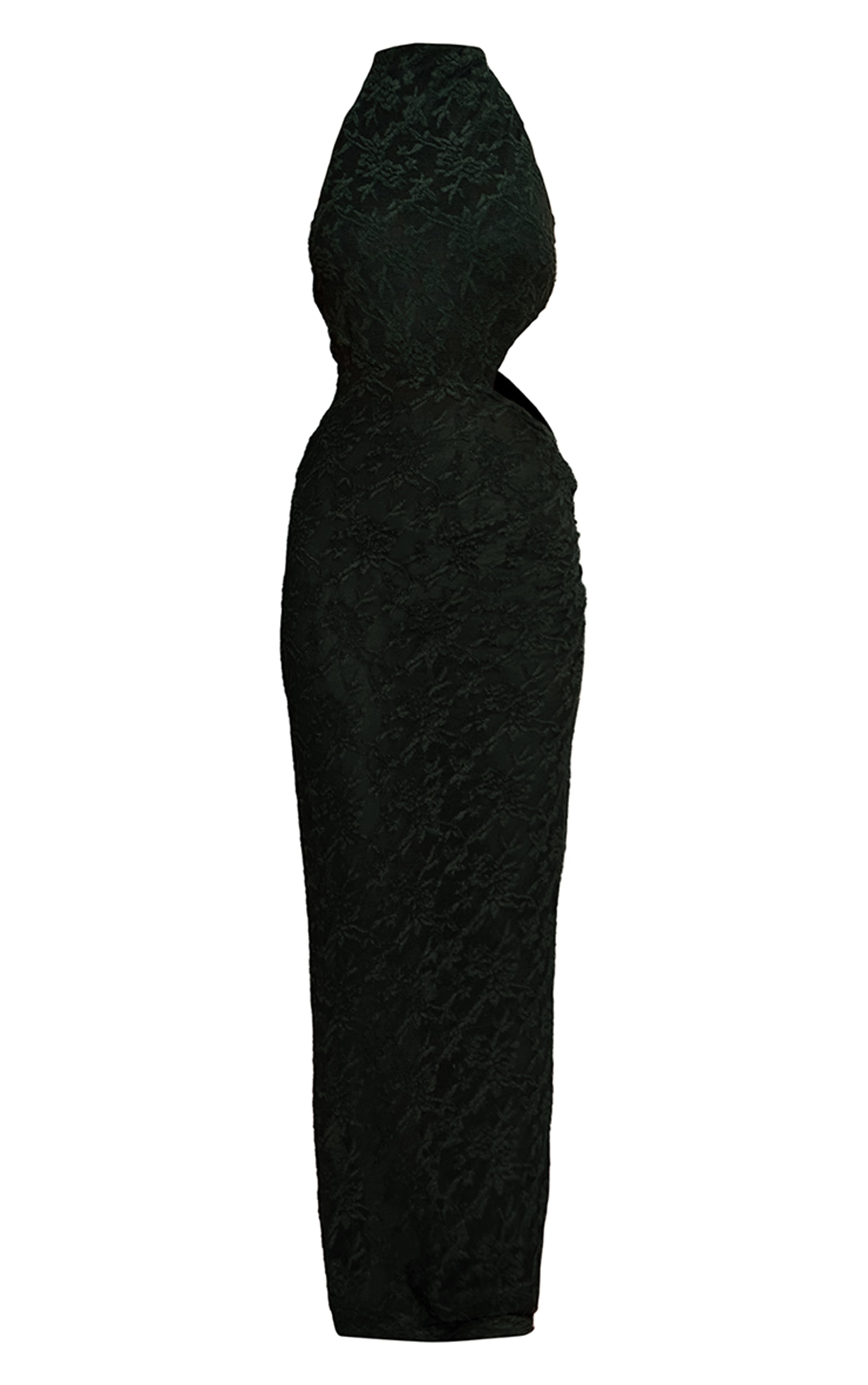 Sea Green Textured Knit High Neck Beach Maxi Dress image 5