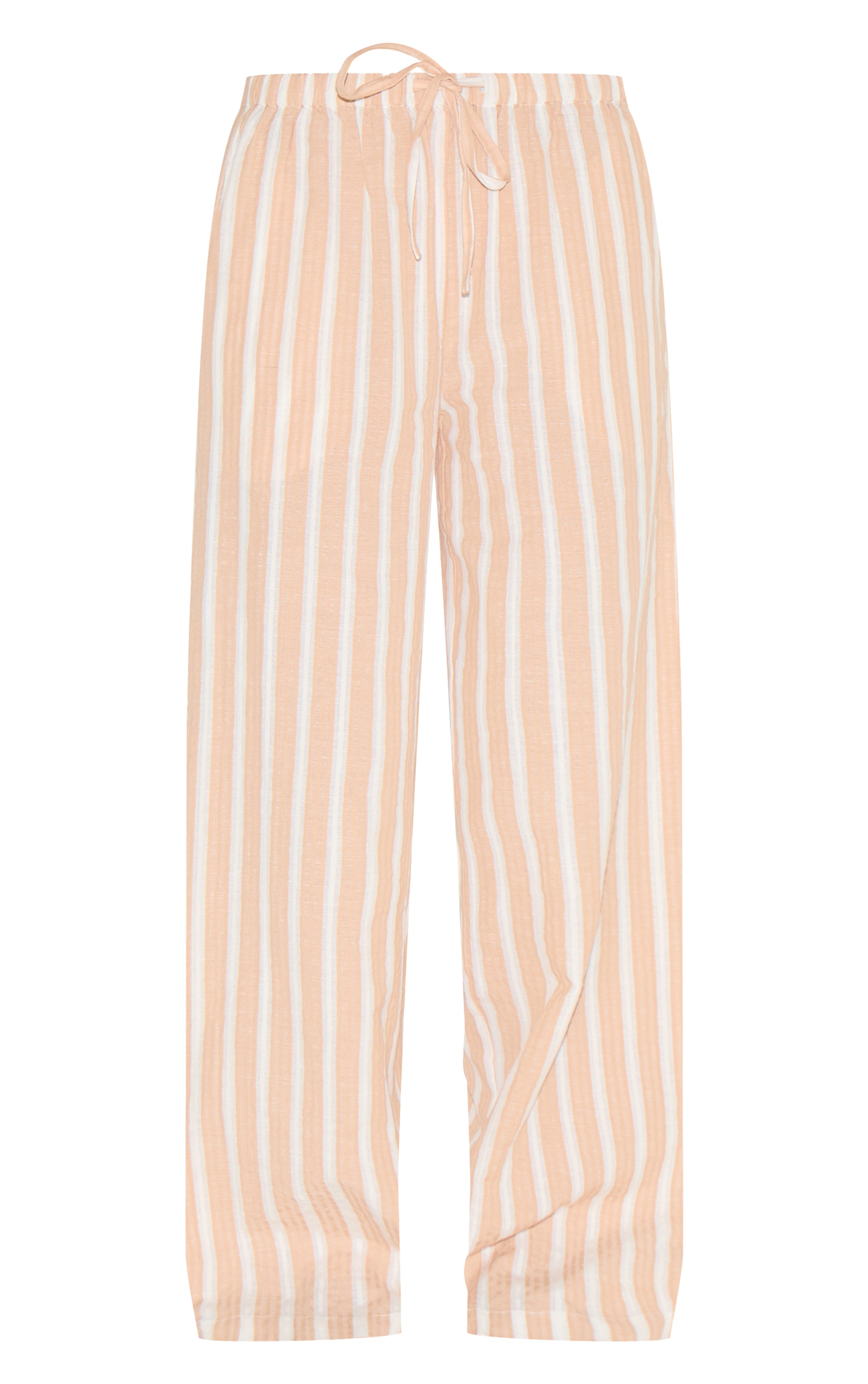 Peach Striped Drawstring Wide Pants | Co-ords