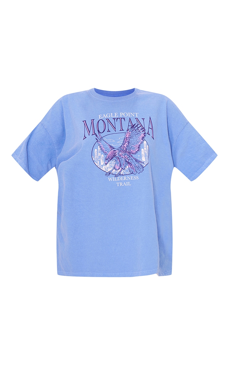 Washed Blue Montana Logo Oversized Washed T Shirt image 5