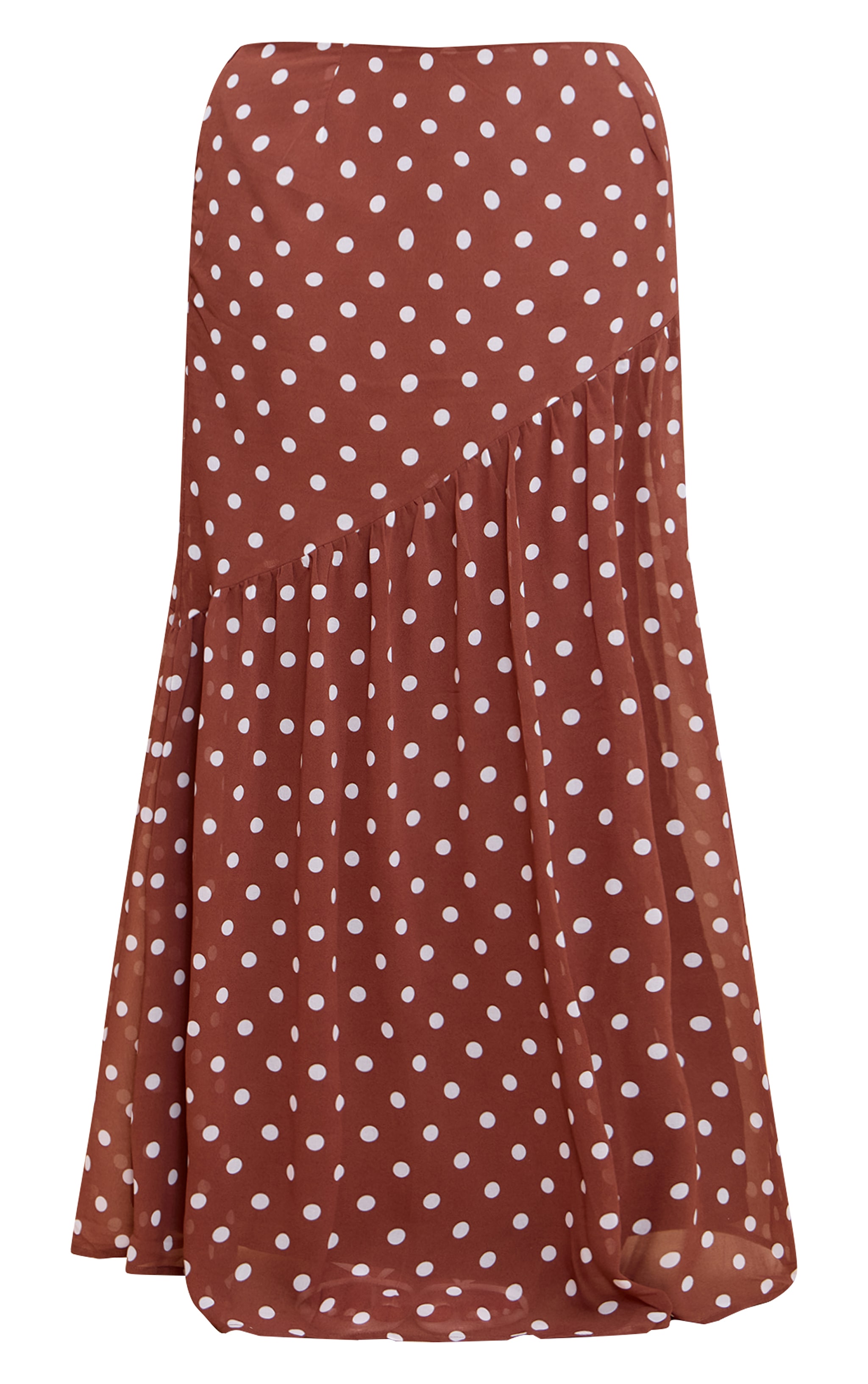 Plus Chocolate Polka Dot Asymmetric Maxi Skirt image 5