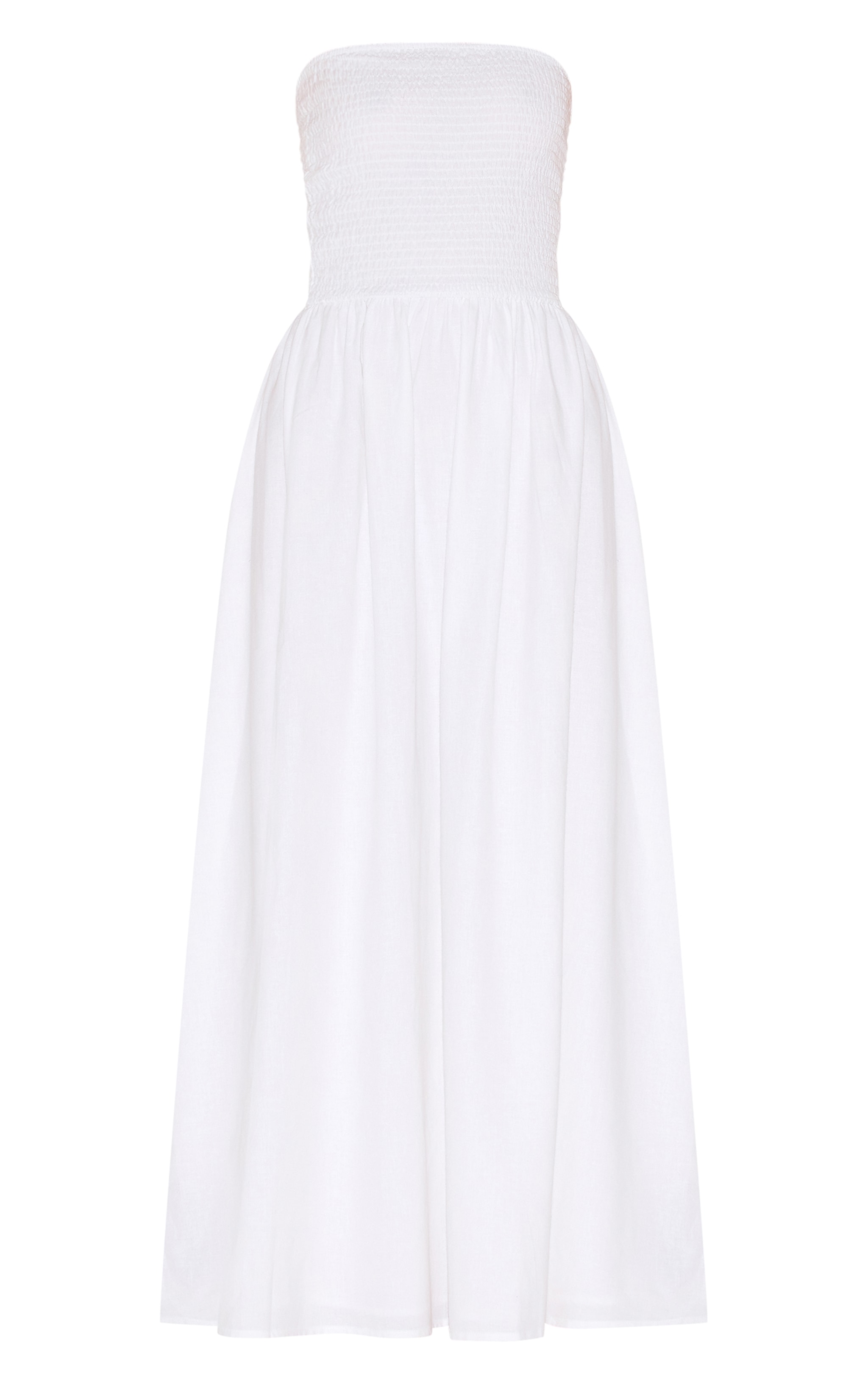 Robe bustier longue blanche à détail froncé image 5