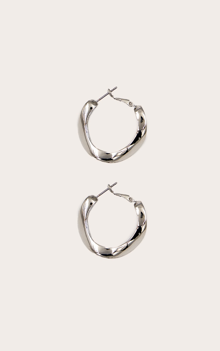 Silver Twist Hoop Earring image 2