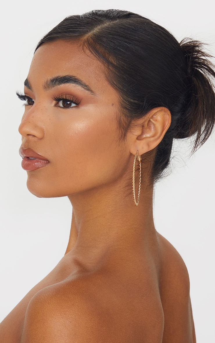 Gold Flat Twisted Hoop Earrings