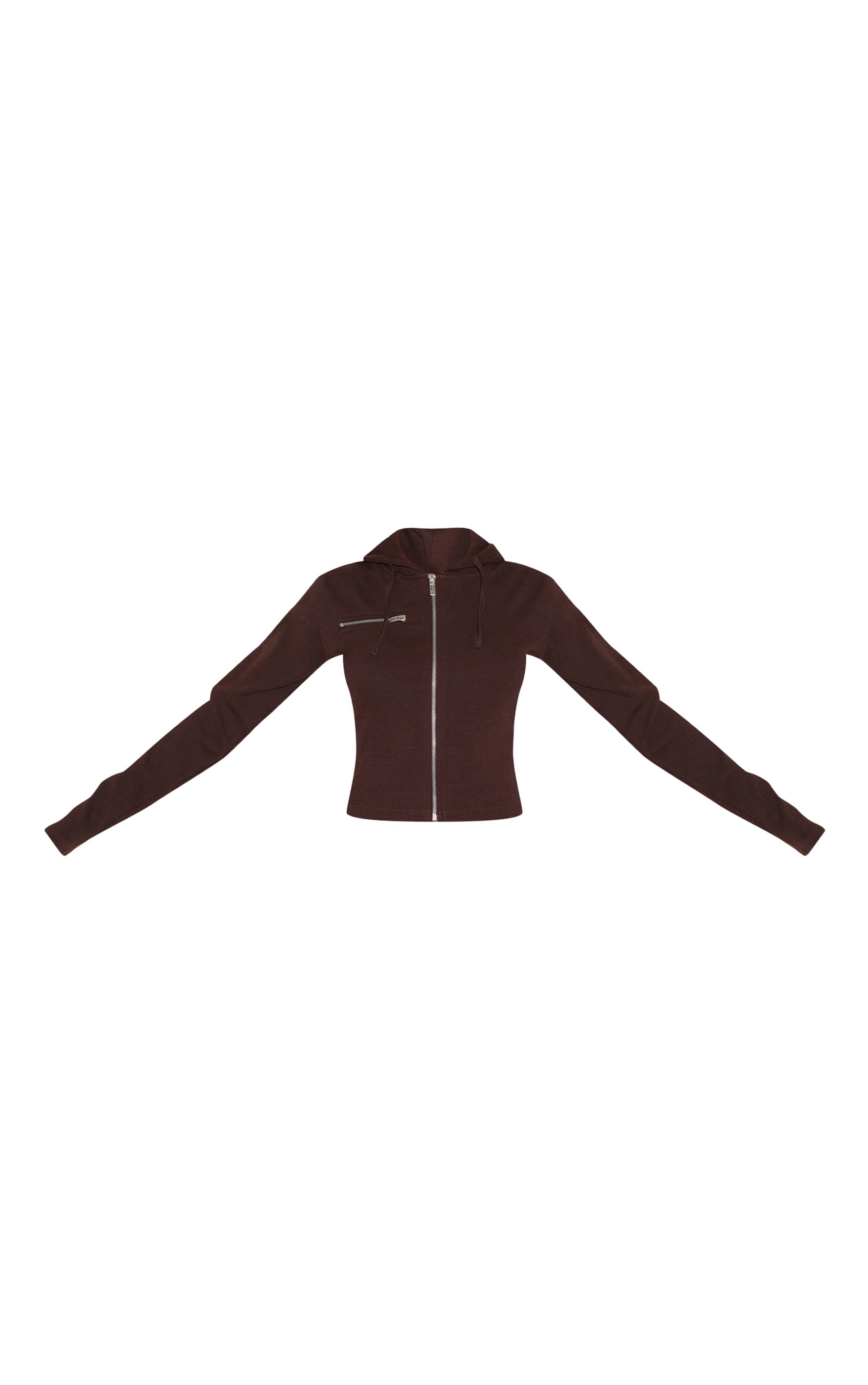 Dark Brown Zip Up Ribbed Track Top image 5
