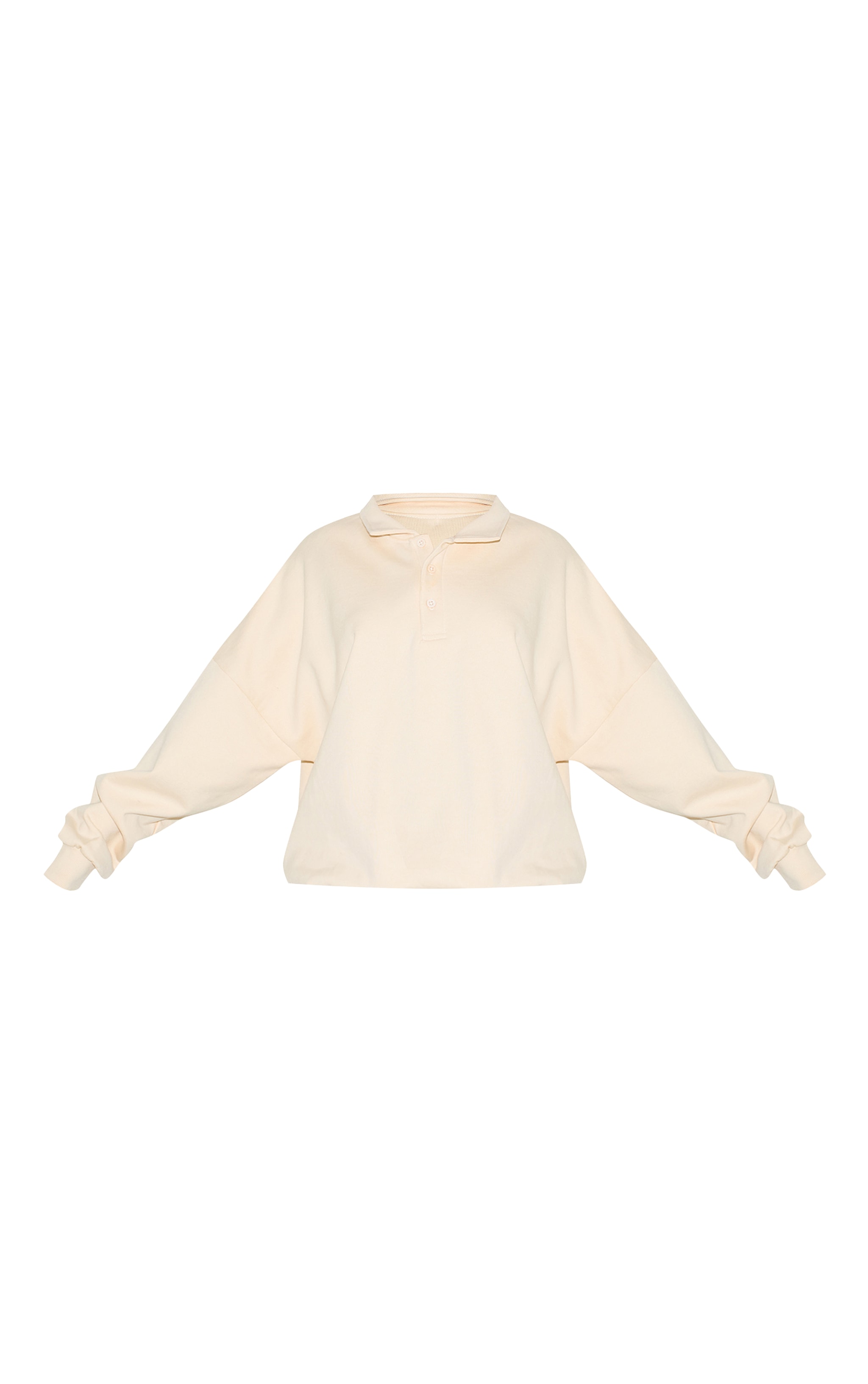 Cream Premium Sweat Oversized Polo image 5