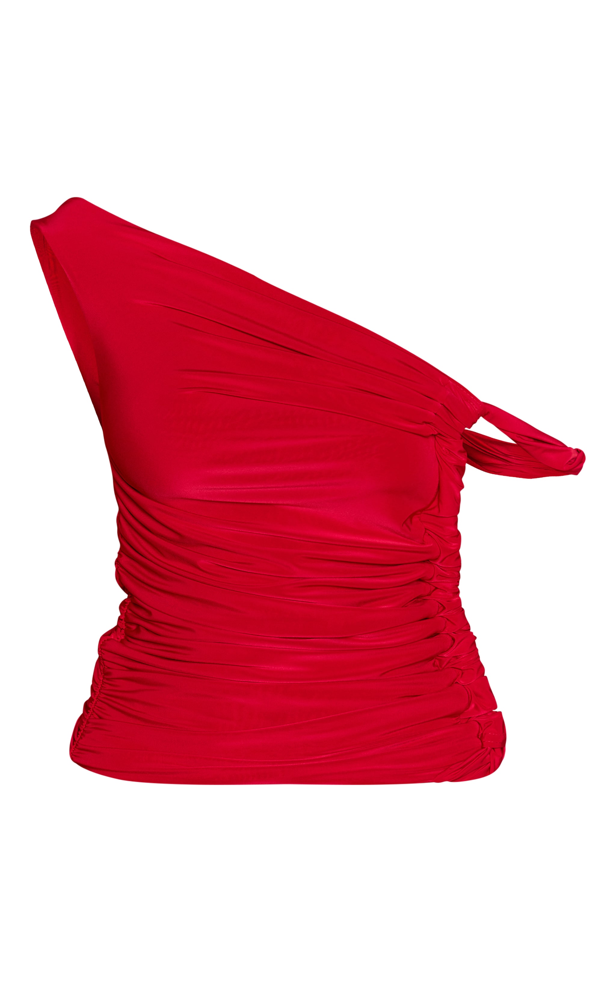 Red Double Layer Slinky Rope Detail Drapey Top image 5