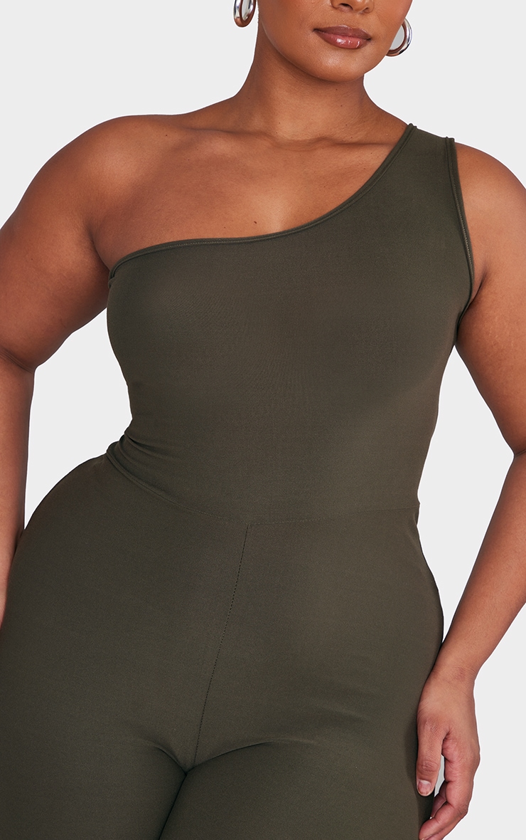 Plus Khaki Soft Touch One Shoulder Jumpsuit image 4