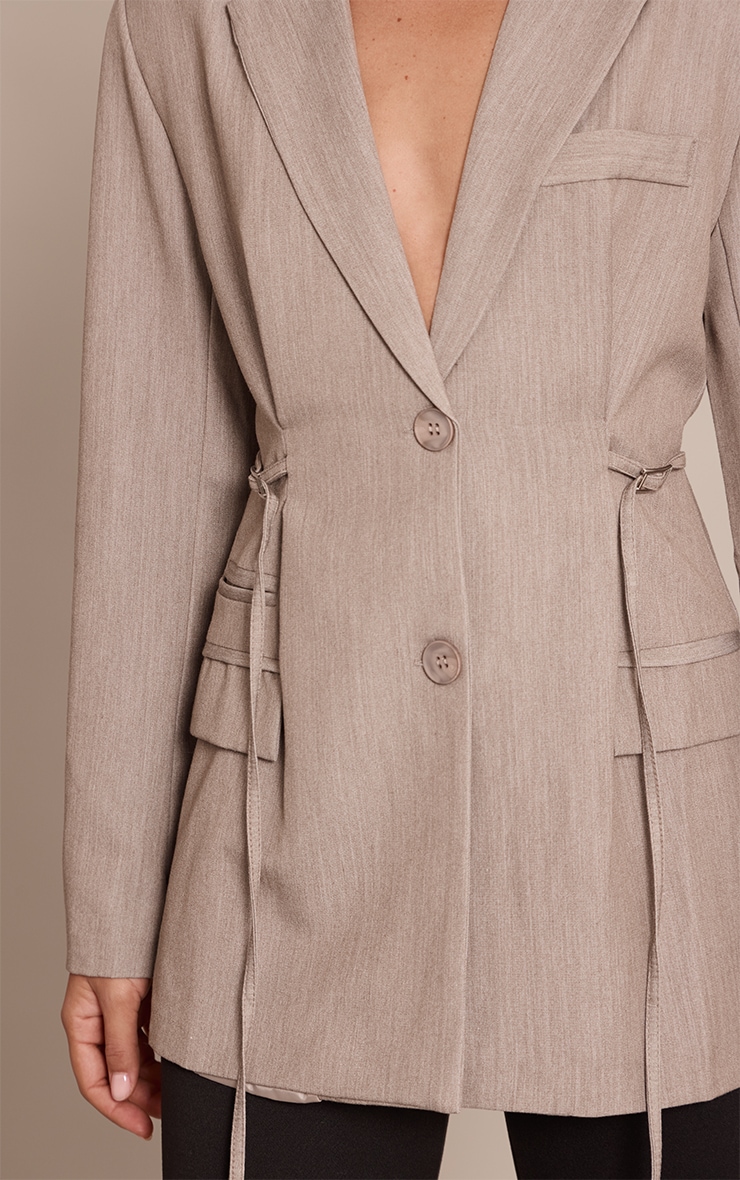 Beige Belt Detail Blazer image 4