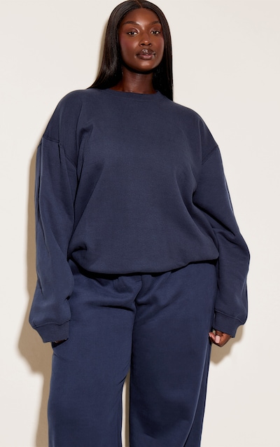 Plus Navy Oversized Crew Sweatshirt