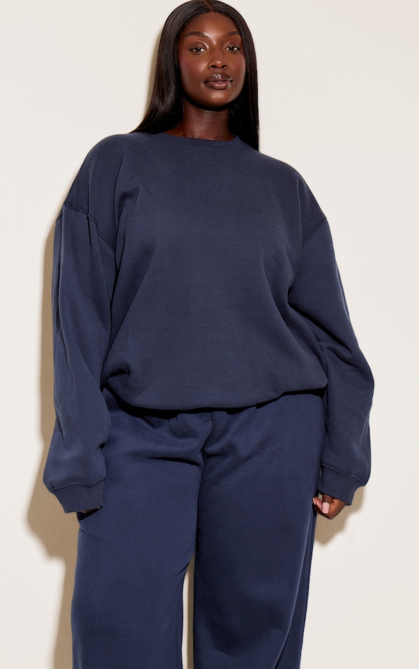 Plus Navy Oversized Crew Sweatshirt