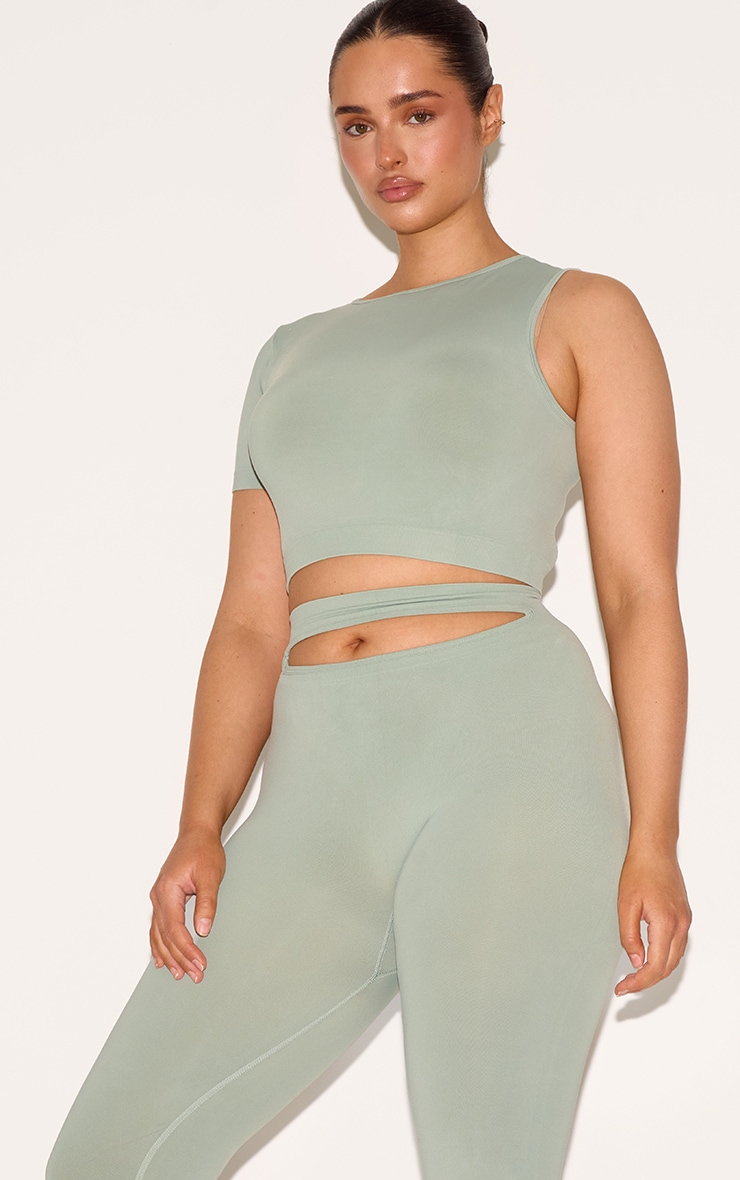 Shape Sage Green Soft Seamless Cut Out Flare Pants image 4