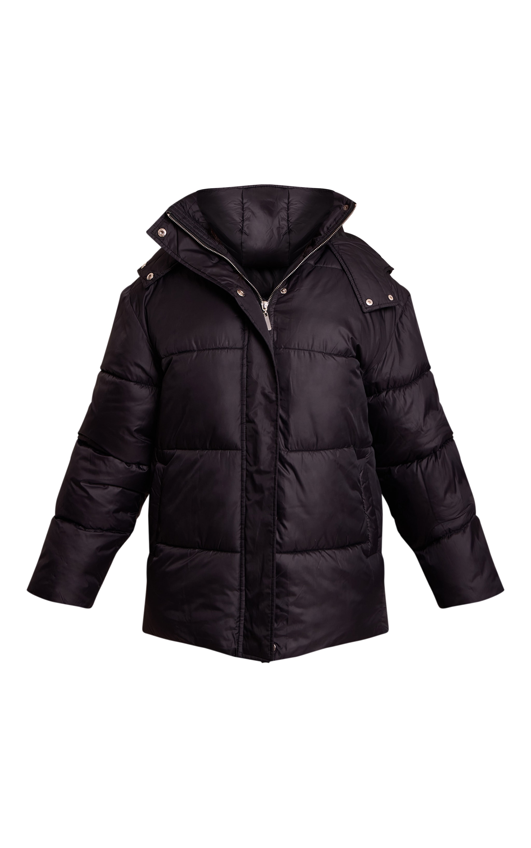 Petite Black Oversized Hooded Puffer Jacket image 5