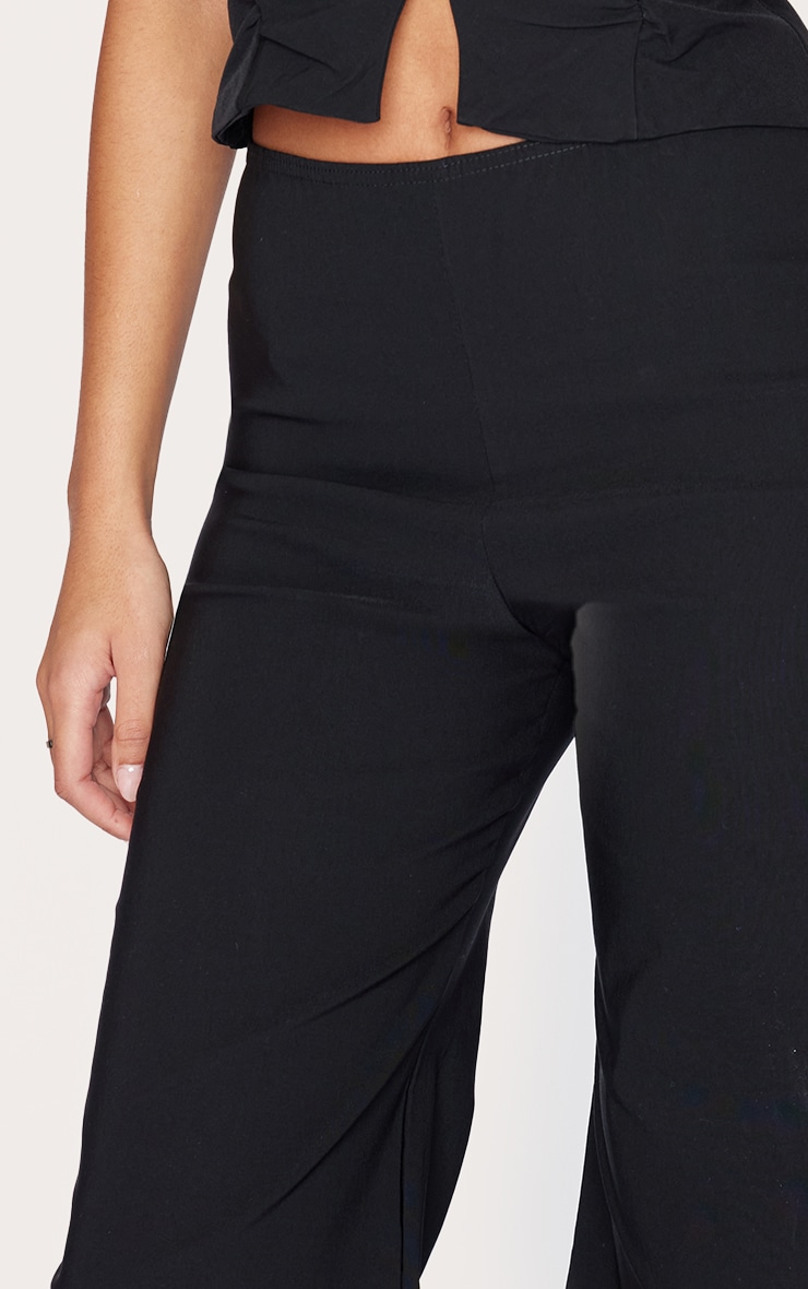 Tall Black Stretch Woven Mid Rise Wide Leg Trousers image 4