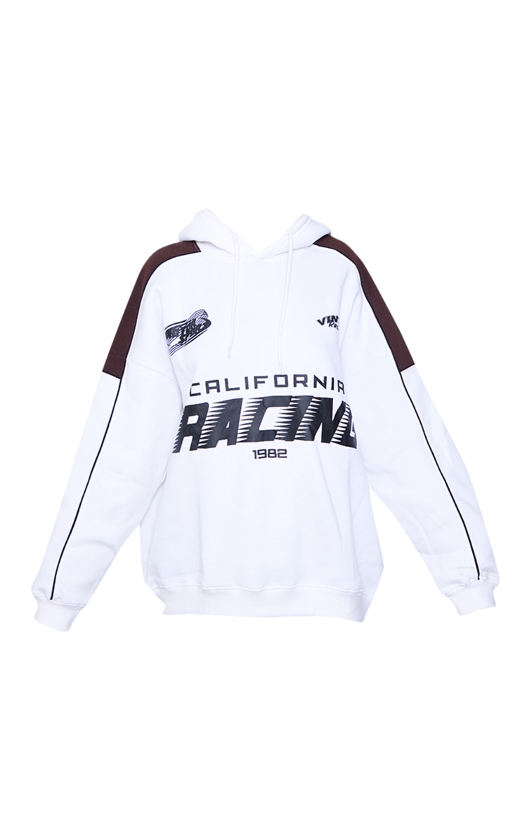 White Badge Print Oversized Sweatshirt image 5