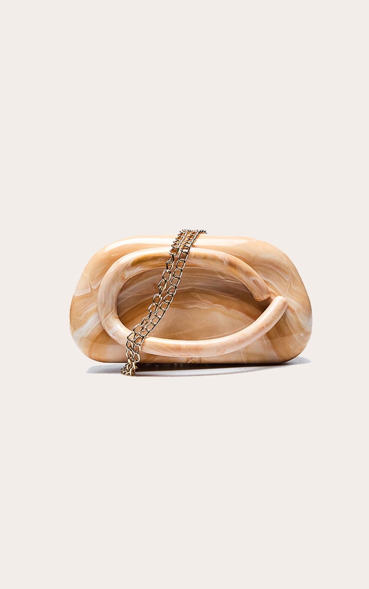 Apricot Marble Hard Resin Clutch Bag image 3