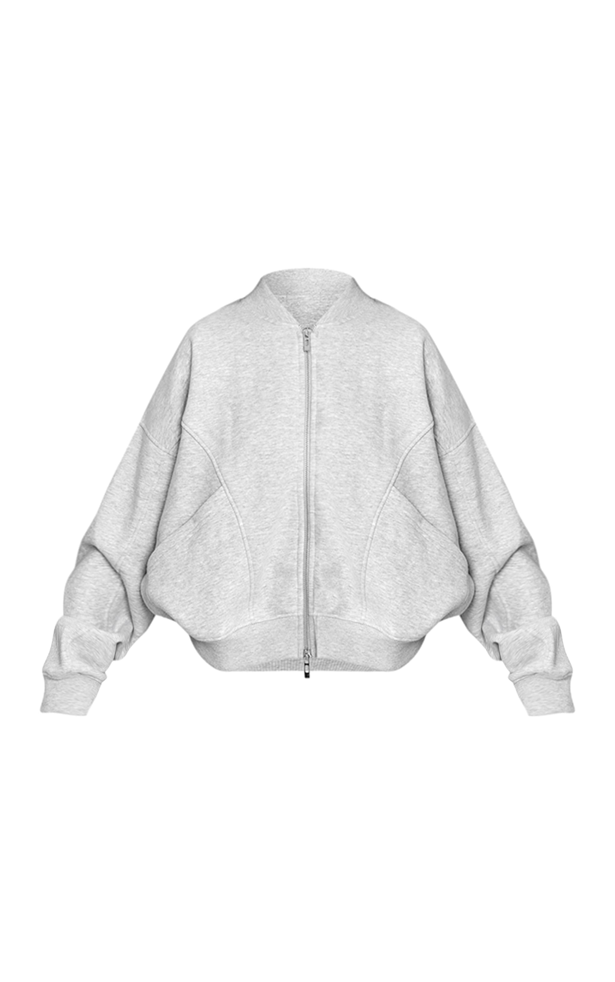 Petite Ash Grey Zip Up Collarless Sweatshirt image 5