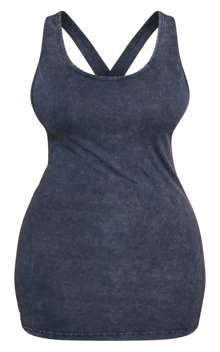 Shape Charcoal Acid Wash Cross Over Back Mini Dress image 5