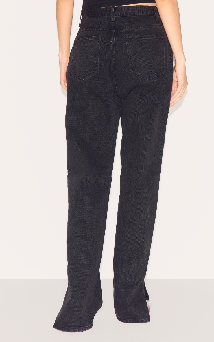 Washed Black L30 Denim Split Hem Jeans image 3
