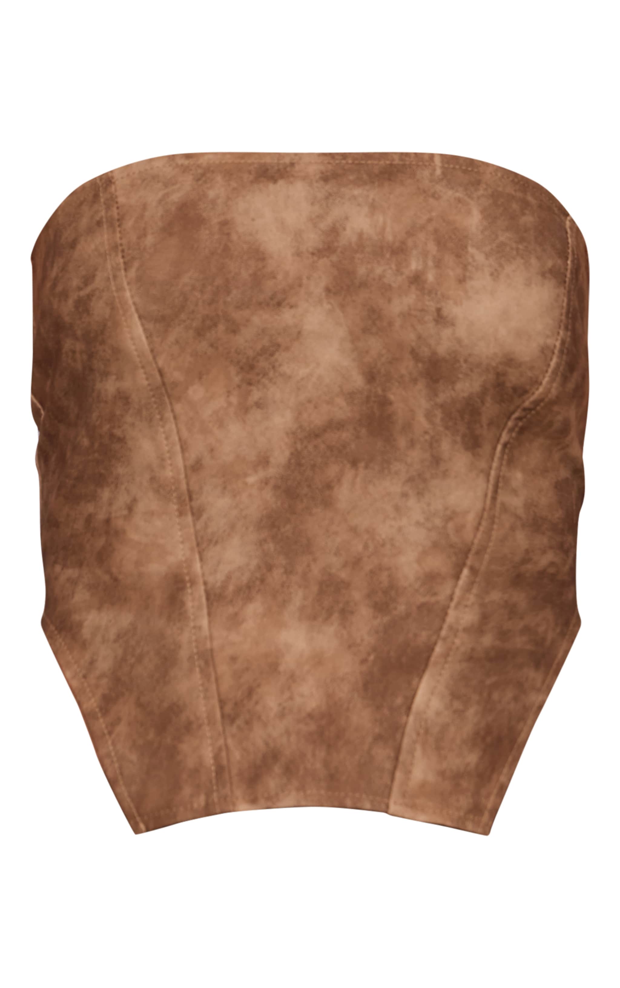 Corset en PU délavé chocolat à ourlet tombant image 5