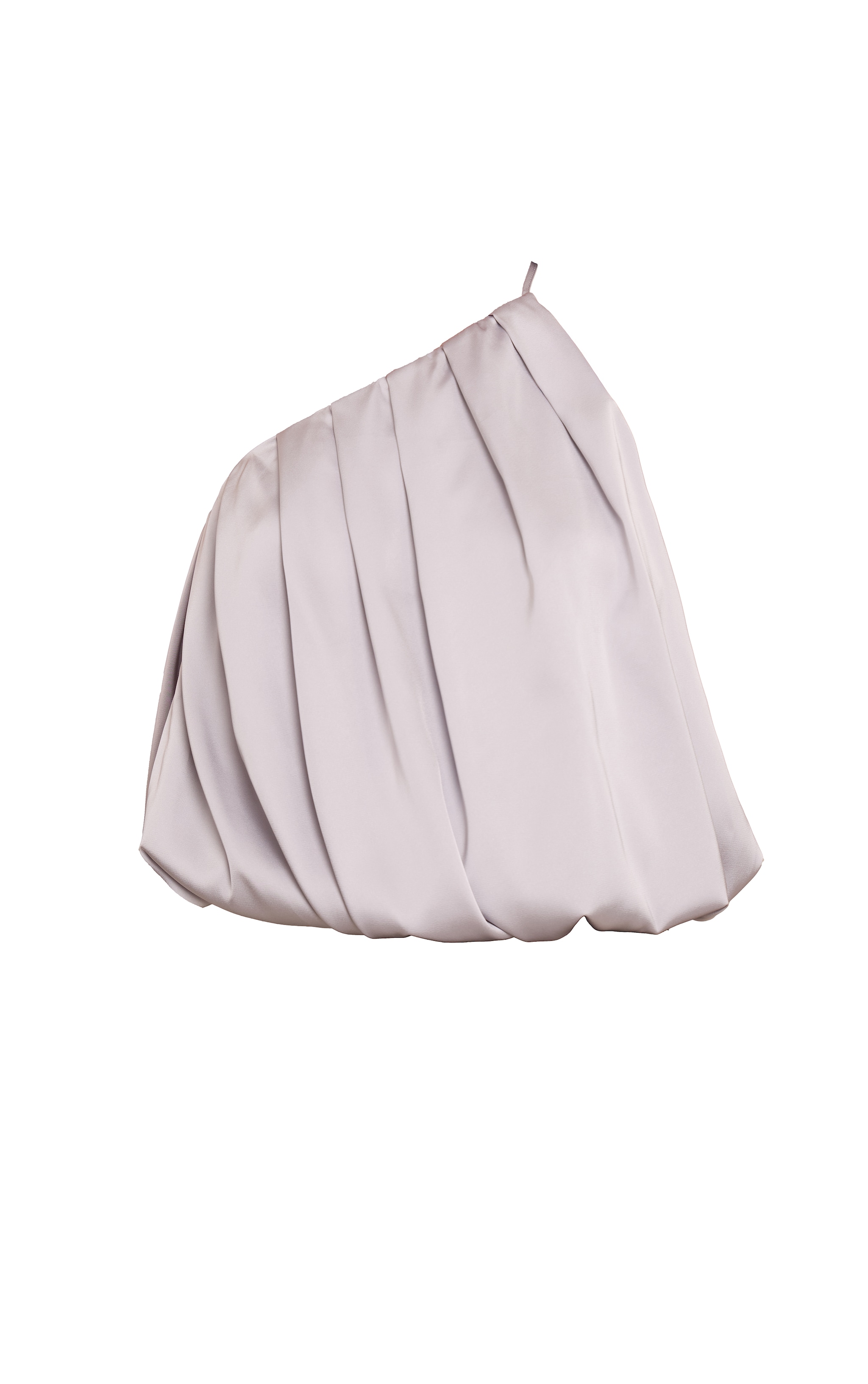 Pale Blue One Shoulder Satin Puffball Pleat Detail Top image 5