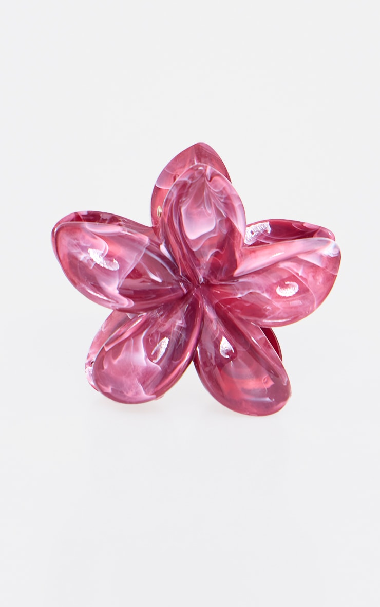 Burgundy Marble Flower Hair Claw image 2