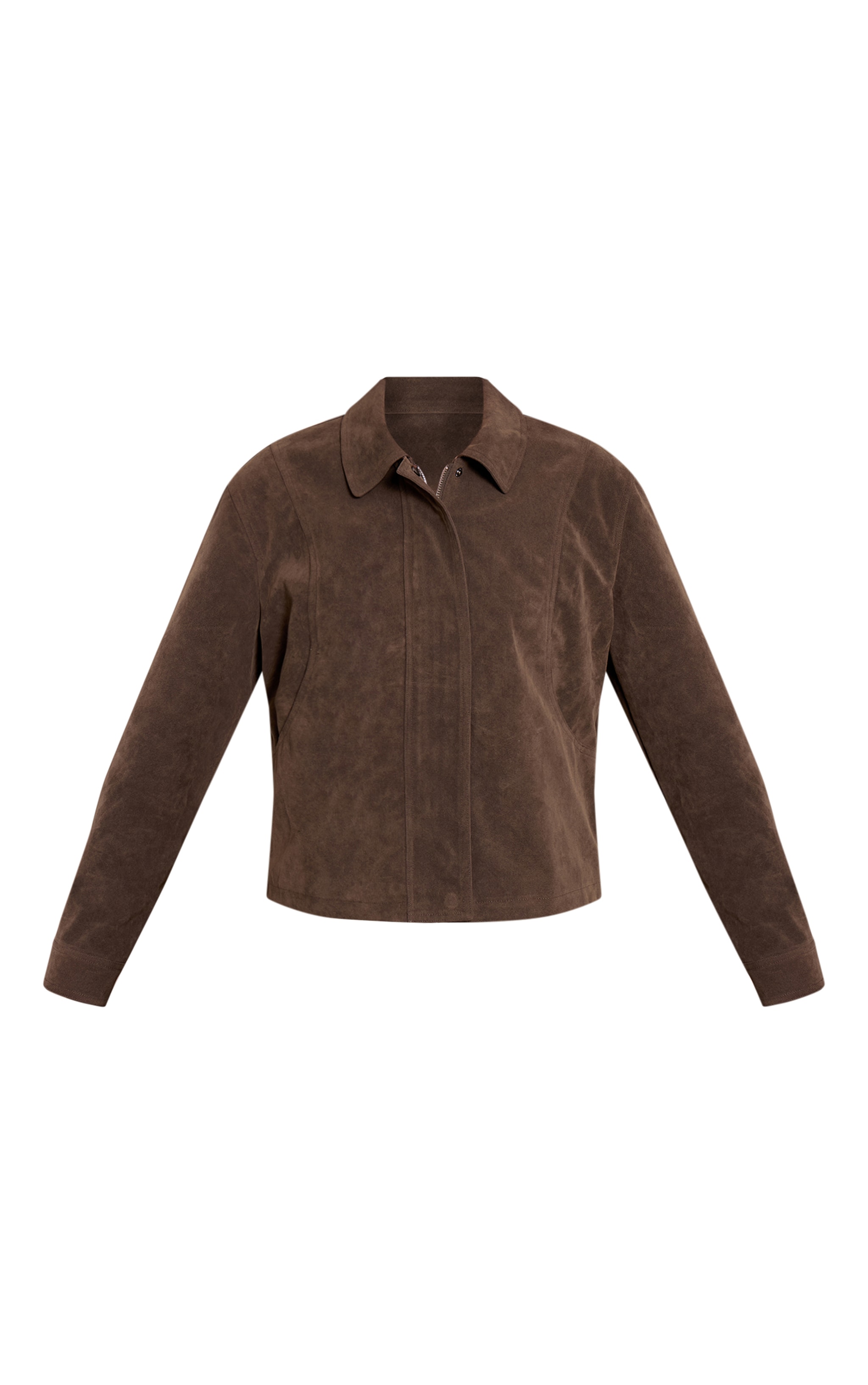 Khaki Faux Suede Concealed Placket Bomber Jacket image 5