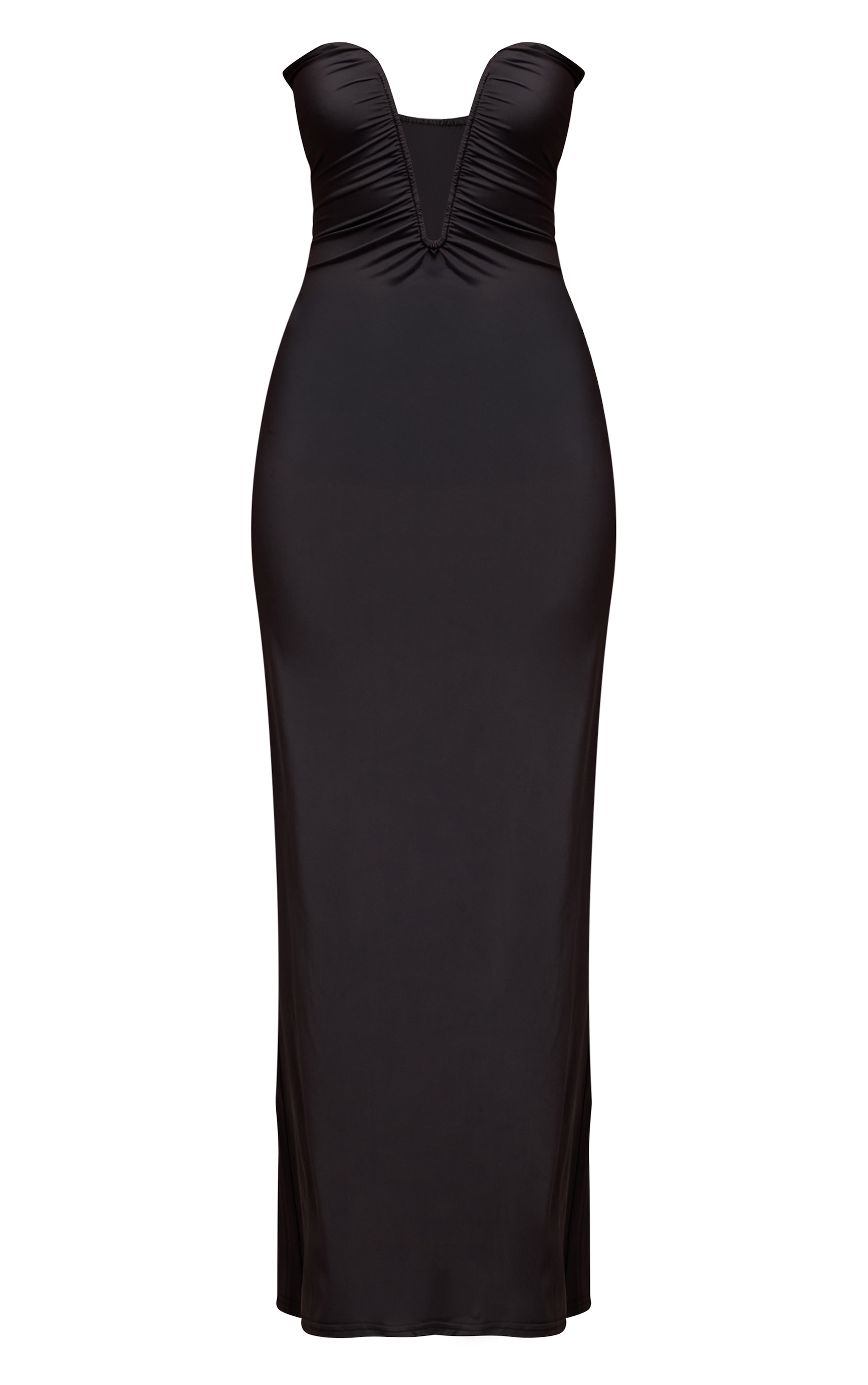 Black Soft Touch Bandeau V Bar Detail Maxi Dress image 5
