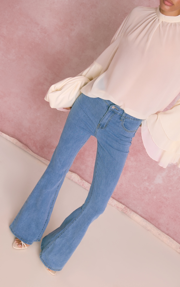 Blue 5 Pocket Stretch Flared Jeans image 2