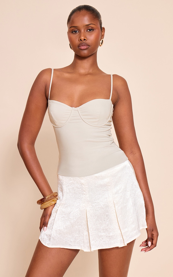 Stone Woven Stretch Strappy Cami Top