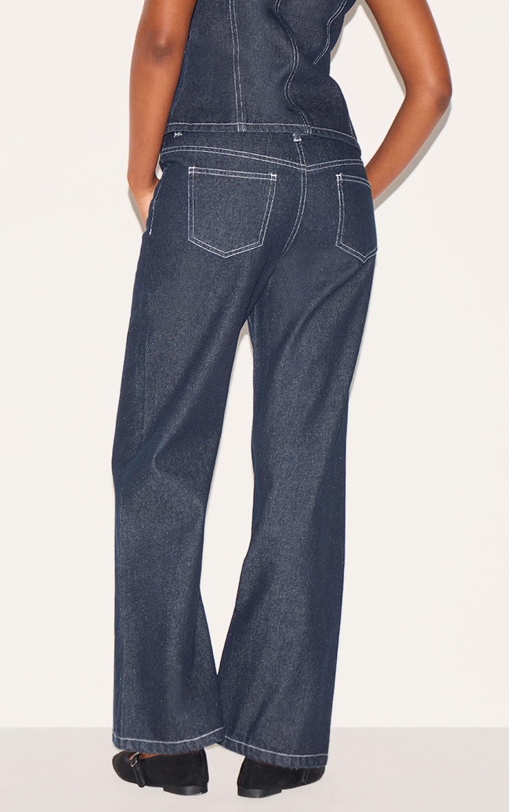 Raw Indigo Wash Mid Waist Straight Leg Jeans image 3