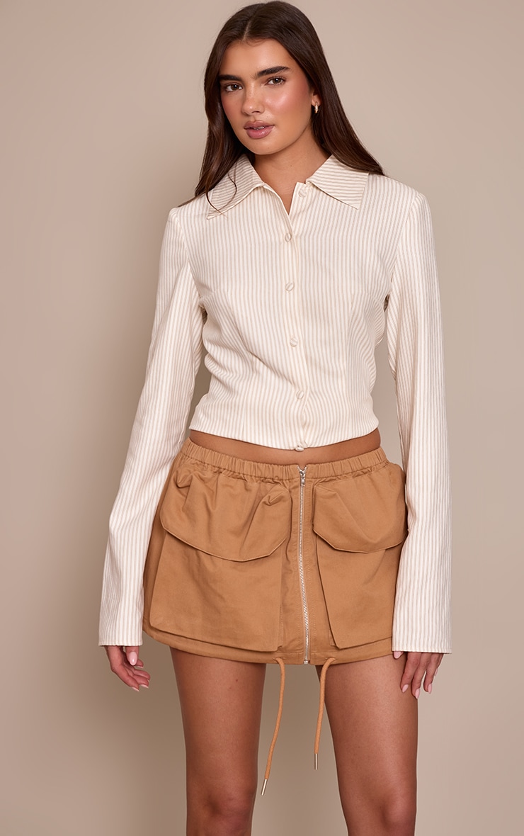 Camel Woven Utility Pocket Mini Skirt image 1