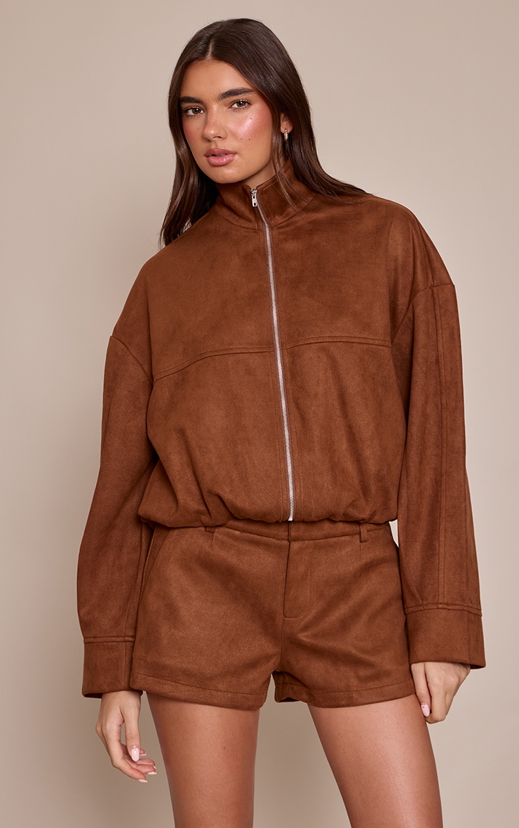 Tan Faux Suede Tailored Shorts image 2