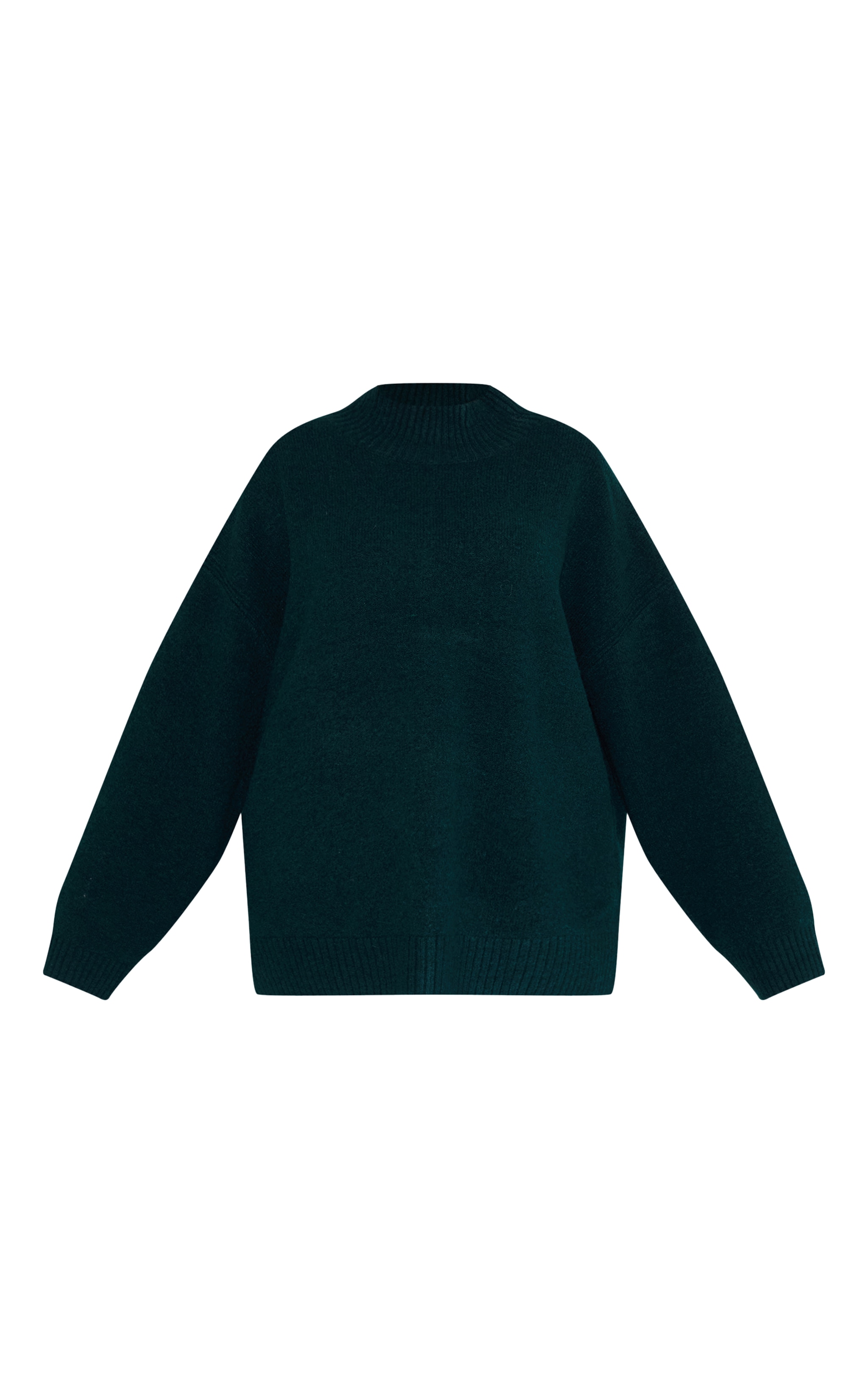 Plus Emerald Green Knit Oversized Polo Neck Sweater image 5