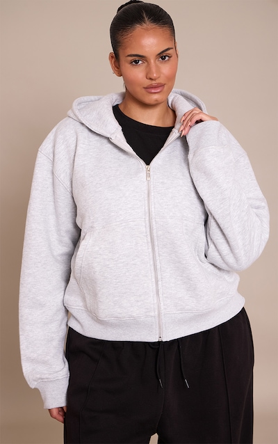 Plus Ash Grey Zip Through Hoodie
