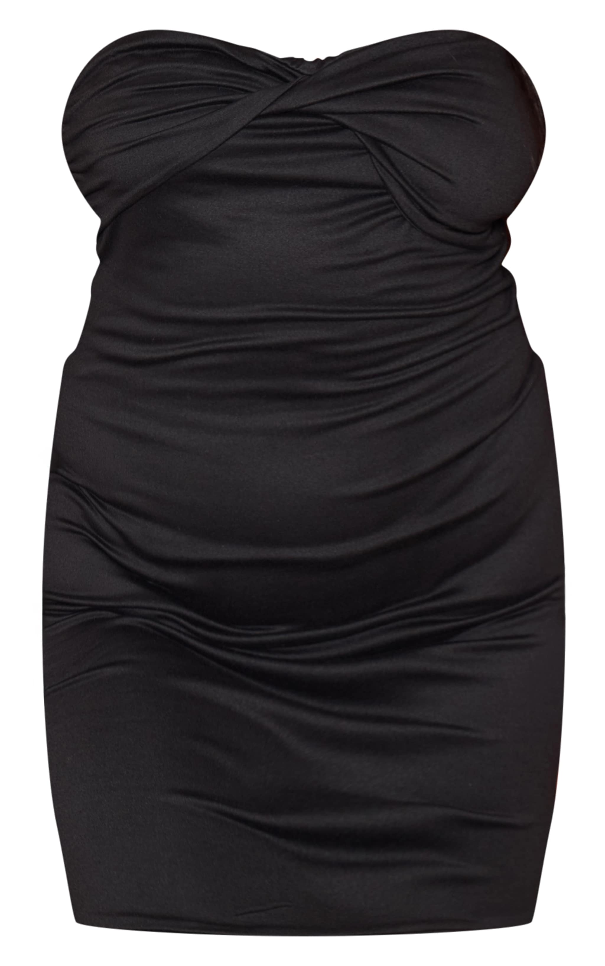 Plus Black Double Contour Twist Bandeau Ruched Bodycon Dress image 5