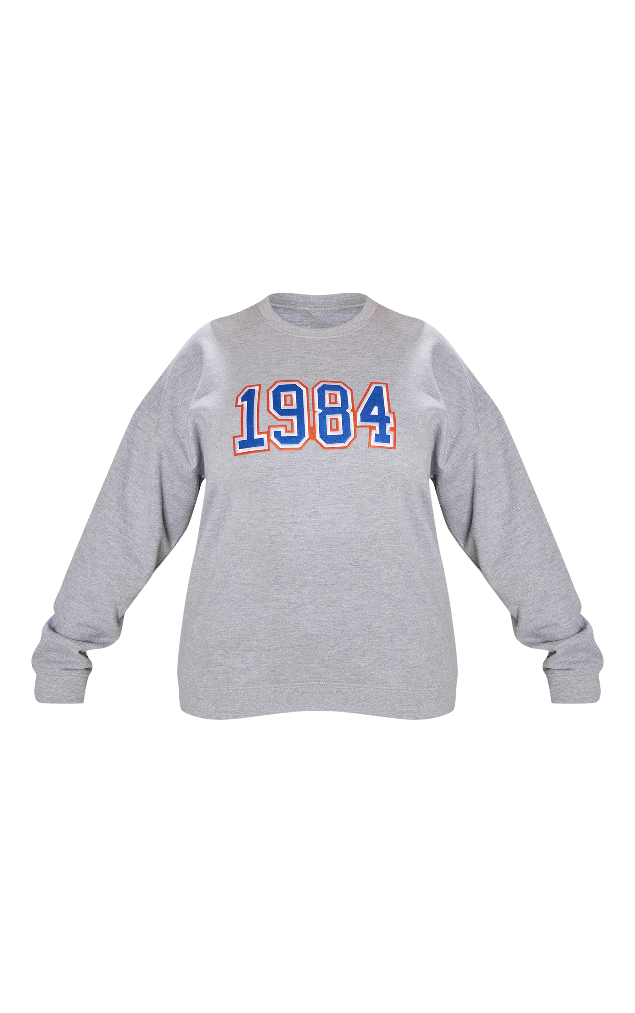 Plus Grey Marl Embroided 1984 Sweatshirt image 5