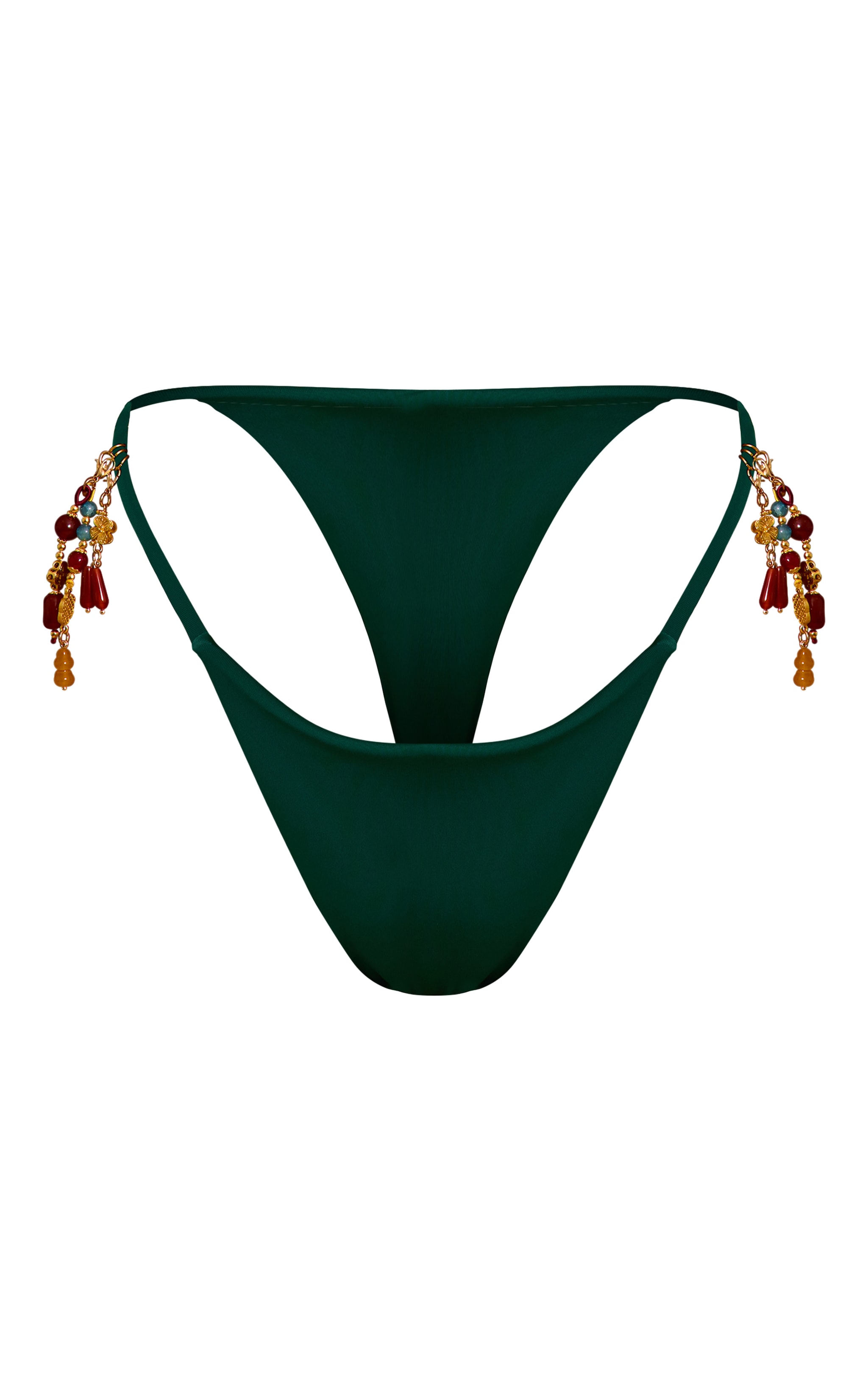 Emerald Green Charm Trim String Tanga Bikini Bottoms image 5