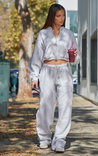 Jogging oversize gris cendré à cordons ajustables sur la taille