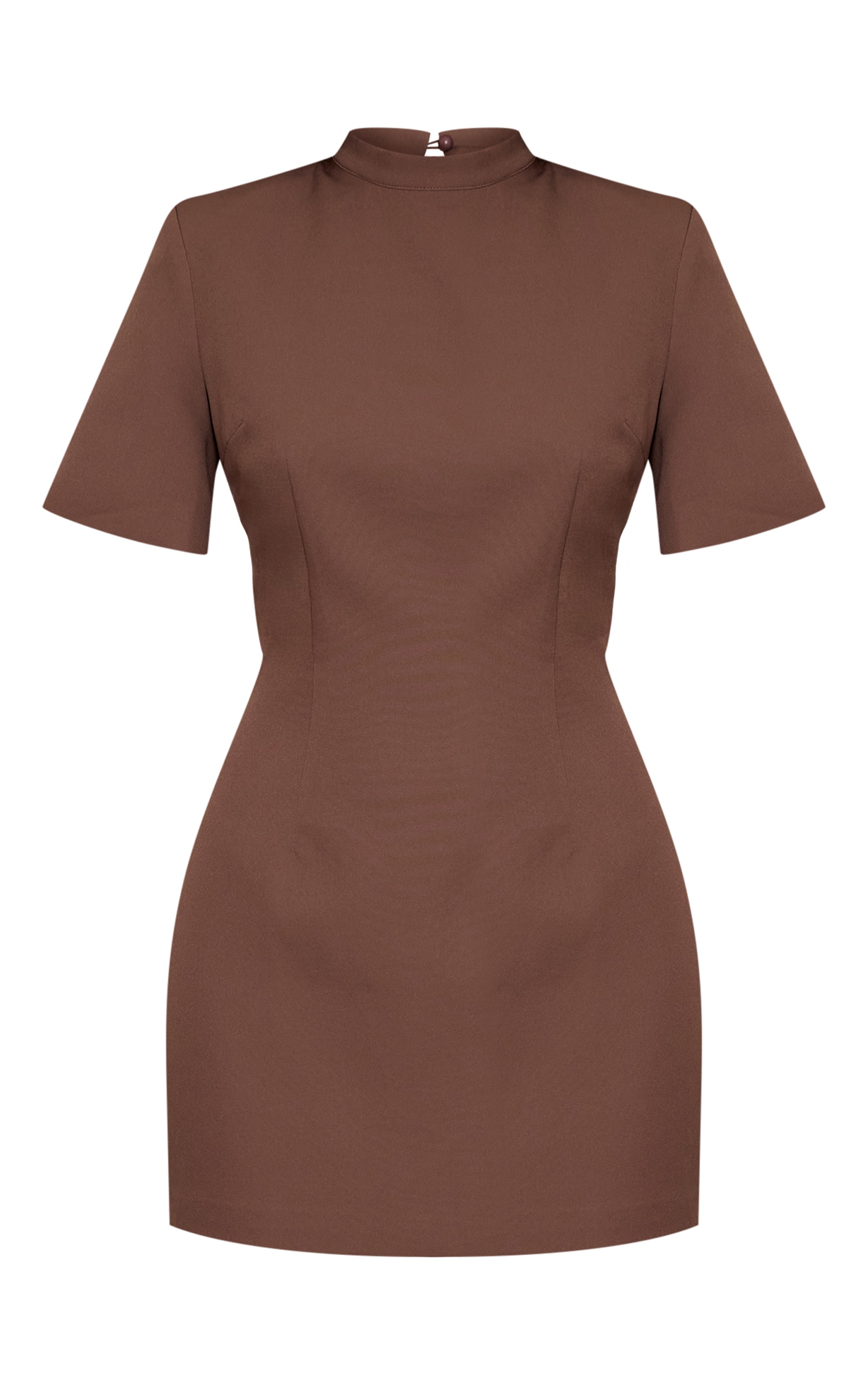 Chocolate Woven Cinched Backless Mini Dress image 5