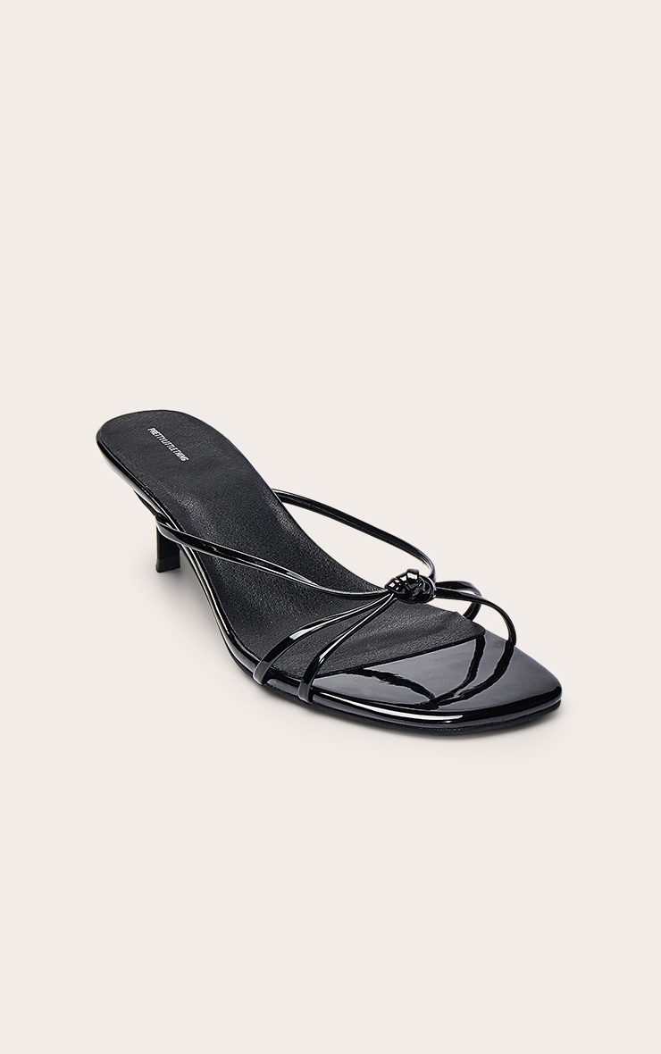 Mules vernies noires à talon et brides nouées image 3
