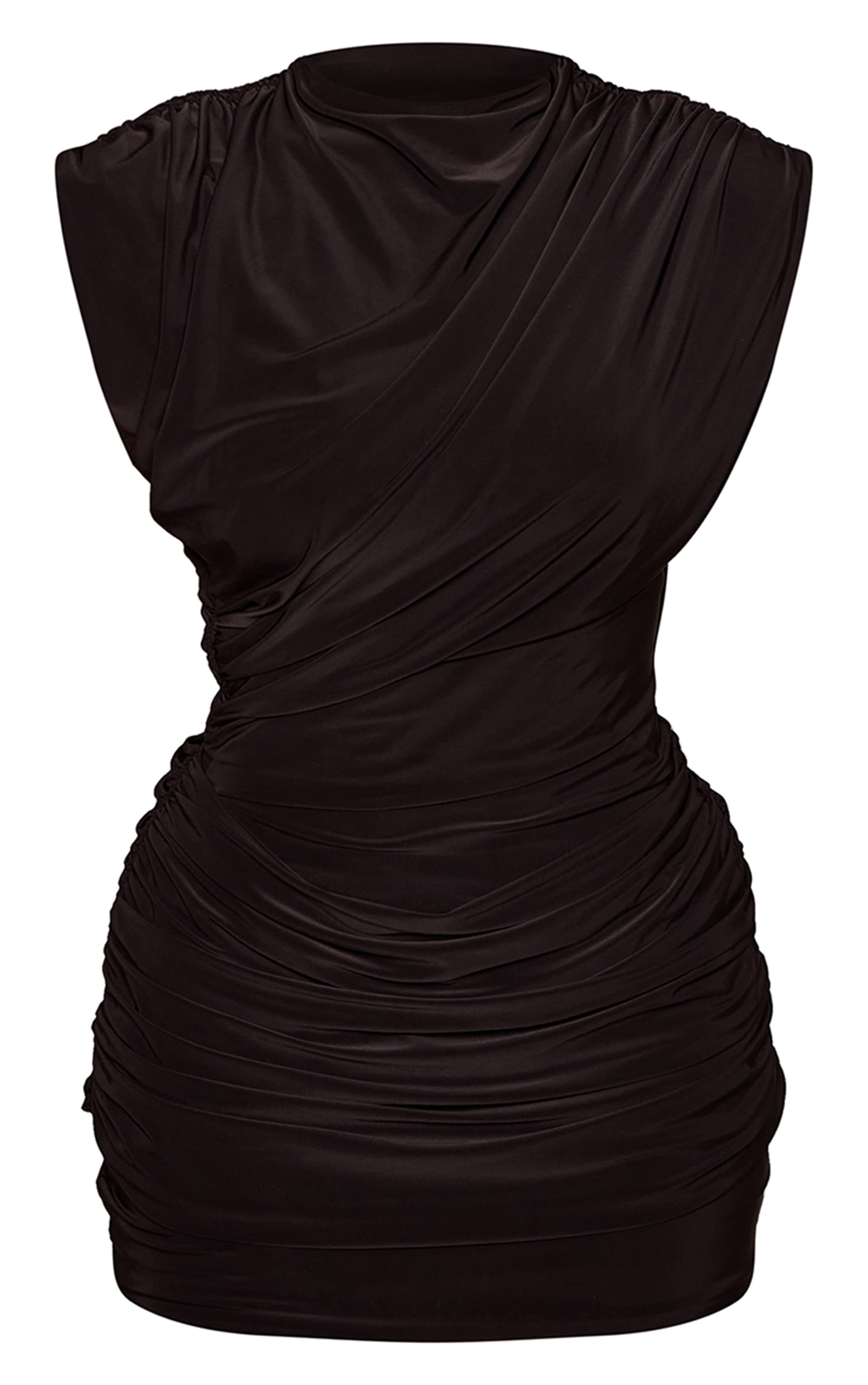 Shape Black Shoulder Pad Slinky Mini Dress  image 5