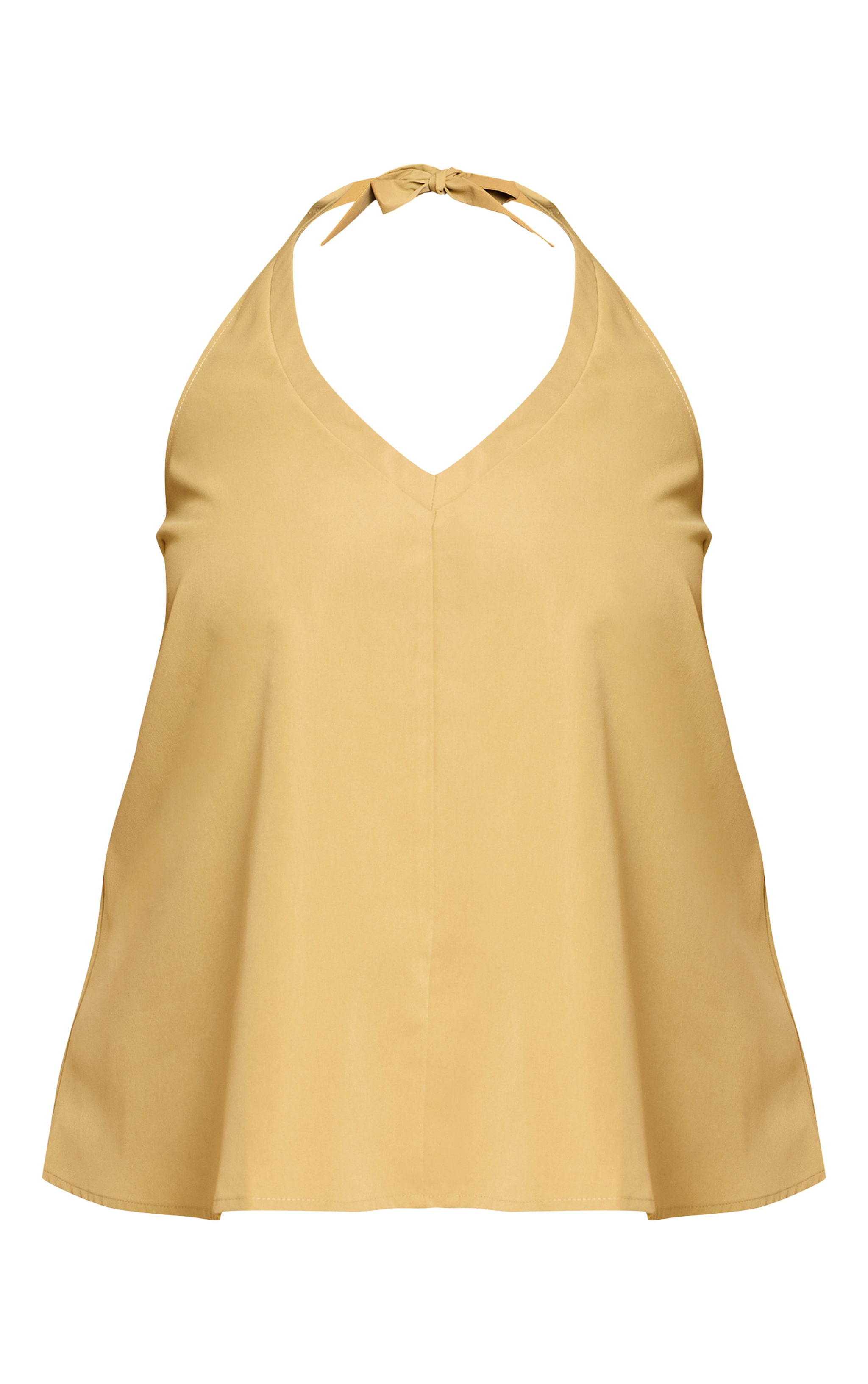 Plus Warm Sand Tailored Halter Frill Detail Top image 5