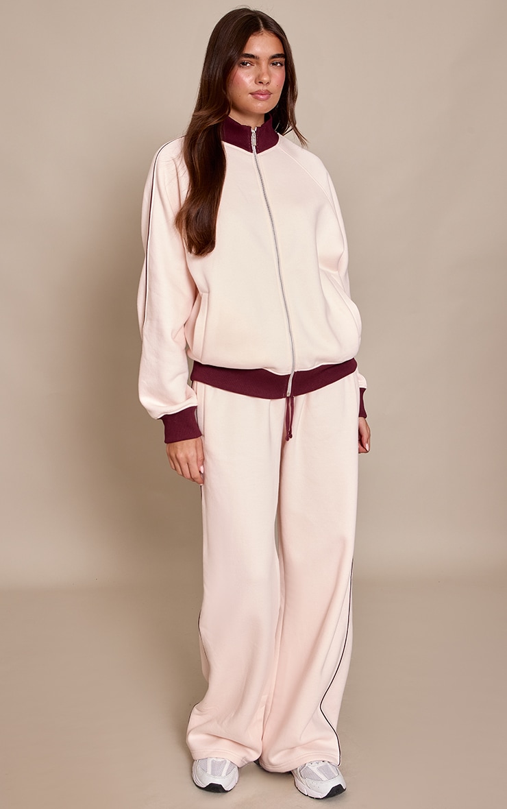 Pink Contrast Seam Drawcord Straight Leg Jogger image 2
