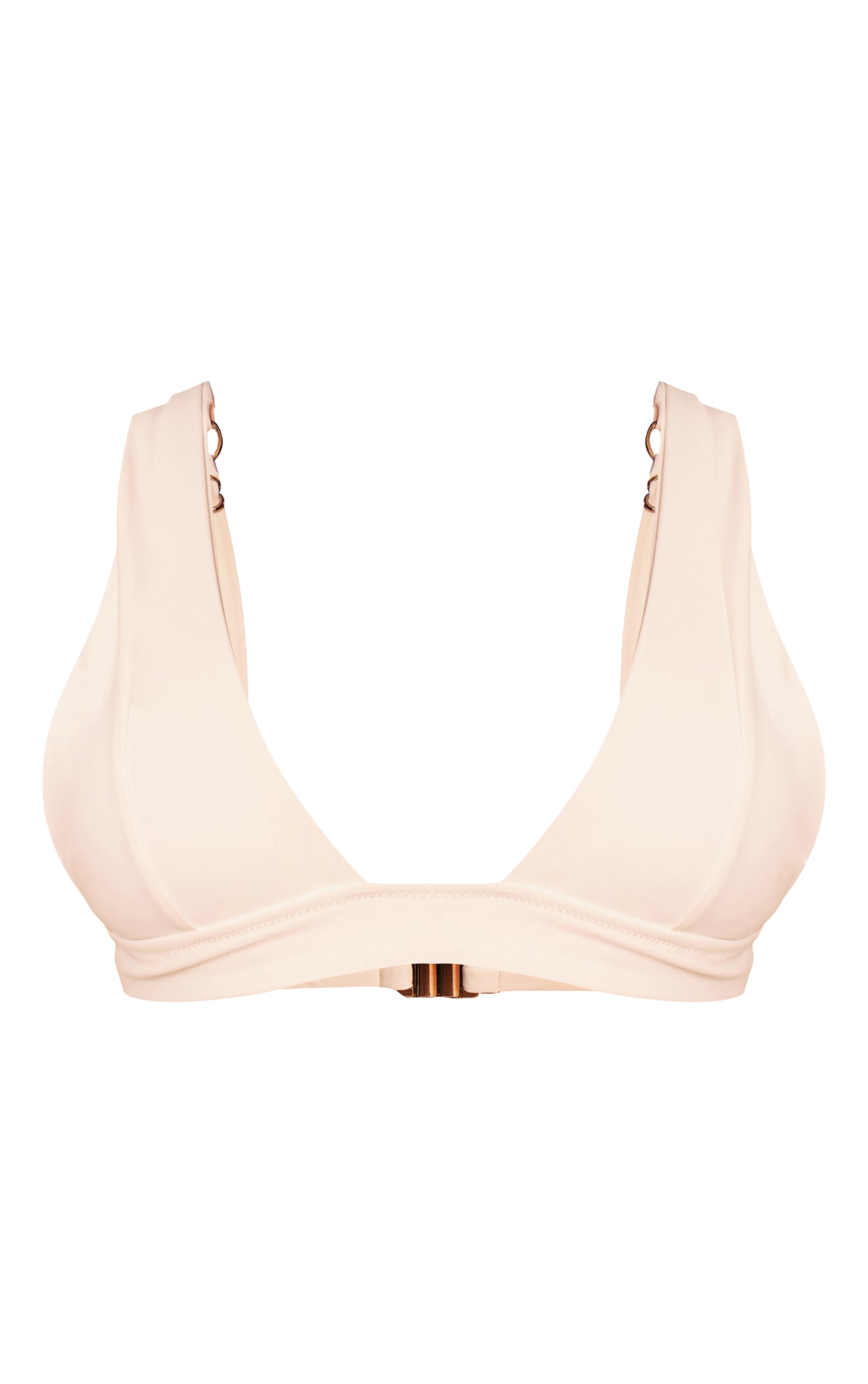 White Plunge Triangle Seam Detail Bikini Top image 5