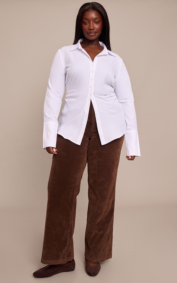 Plus White Asymmetric White Cinched Shirt image 3