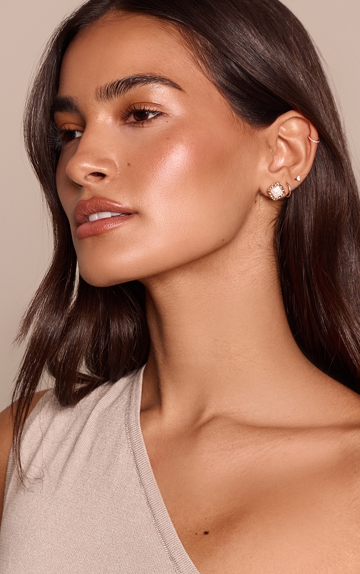 Gold Textured Pearl Stud Earring Multi Pack