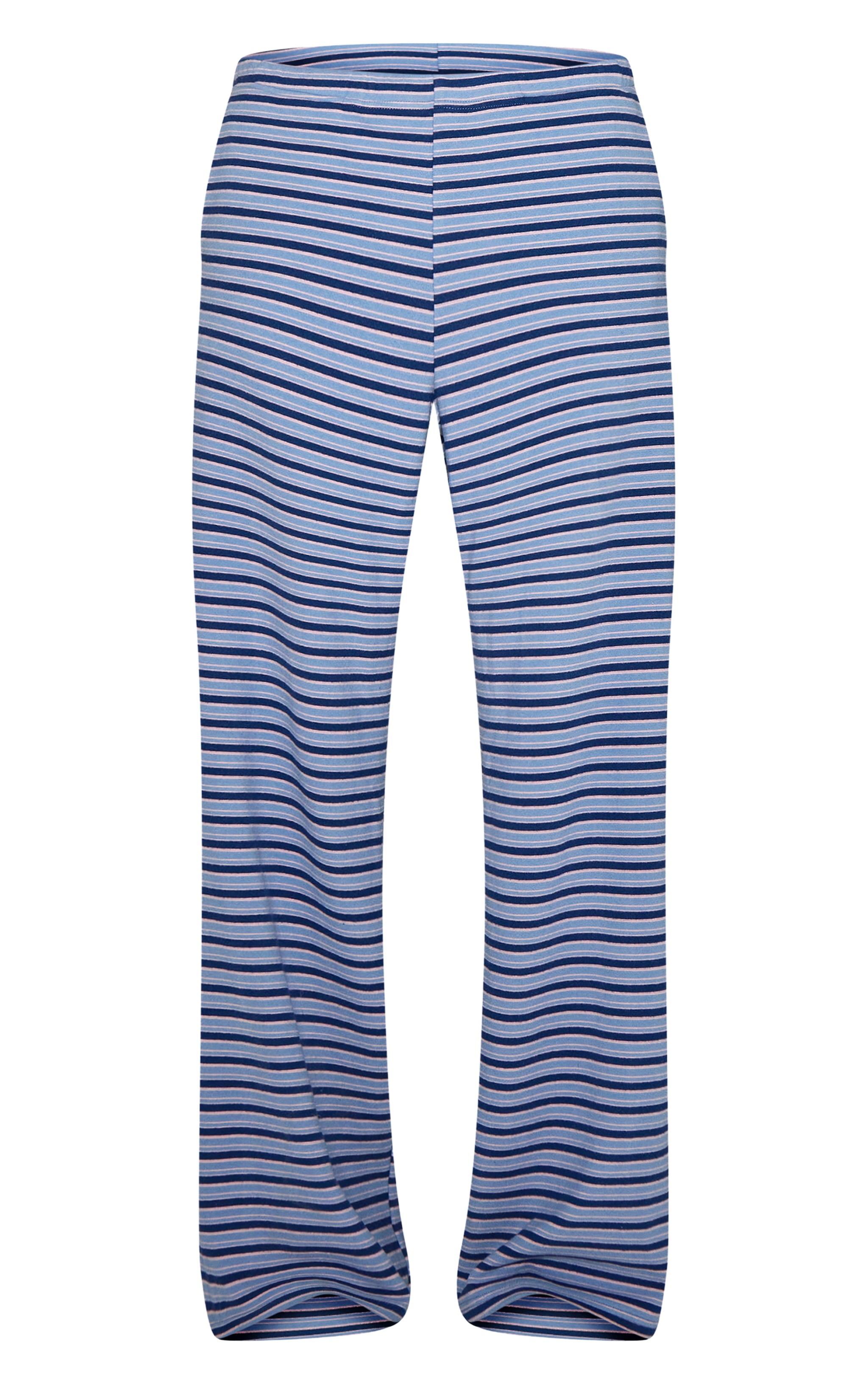 Pantalon droite en polaire douce bleu marine à fines rayures image 5