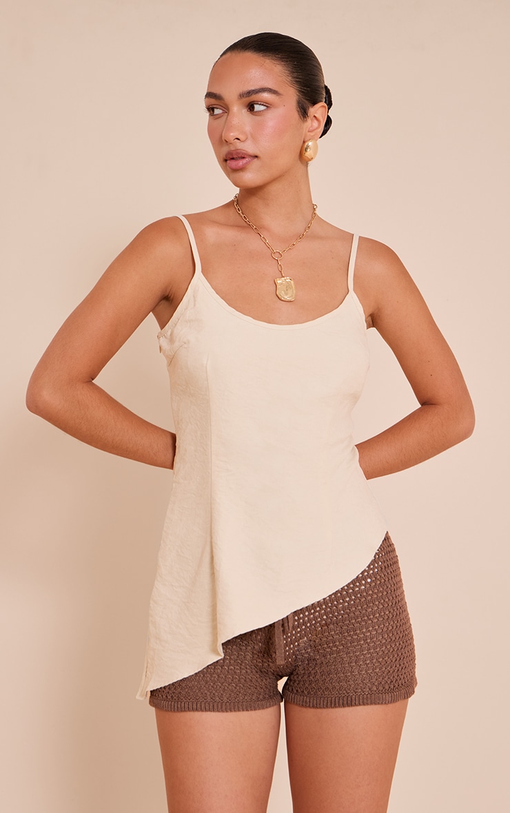 Cream Peach Skin Asymmetric Cami image 1