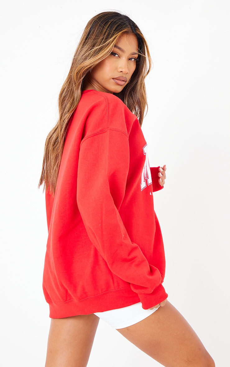 Red Maine Overszied Print Sweatshirt image 2